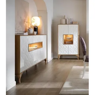 JVmoebel Wohnzimmer-Set Luxuriöses Holzmöbel Sideboard mit Vitrinenschrank und Glasfronten, (2-St., 2 tlg. Wohnzimmer Set (Sideboard + Schrank) (TRK), Made in Europa braun