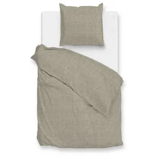 Zo Home Flanella-di-Lino unifarben Baumwolle Beige 155 x 220 cm + 80 x 80 cm