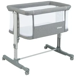 COSTWAY Beistellbett, 3 in 1 Babybett, Babywiege, 5-stufig höhenverstellbar grau