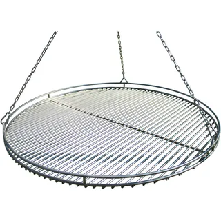 VEIKIN DESIGN Edelstahl Grillrost mit Reling Ø 100 cm, Grillrost Rund für Schwenkgrill, Massive Ausführung, Profi-Grillrost, Handarbeit aus Deutschland