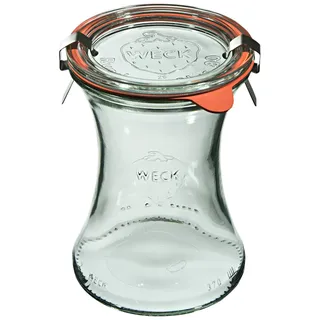 Weck Deli Glas 370 ml 6 Stück | Glas mit Deckel, Dichtung und 2 Verschlüssen | Zum Einmachen von Konserven, Säften, hermetischer Lagerung von trockenen Zutaten
