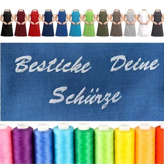 EllaTex Schürze PERSONALISIERT Ihrem mit Namen oder mit Wunschtext Bestickt Kochschürze BESTICKEN, Farbe:Weinrot