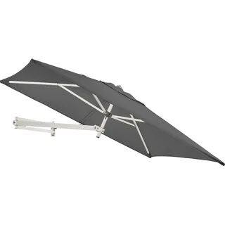 EASYSOL Sonnenschirm Wandmontage 200 x 140cm Rechteckig, für Balkon, Terrasse, Garten, Parasol für die Wand, Teleskopisch und Neigbar, aus Aluminium und Polyester, grau - 200 x 140 cm