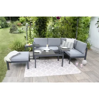 bellavista - Home&Garden® Gartenlounge-Set Aluminium Gartenlounge Braga, (Set, 5-tlg), Ecklounge mit höhenverstellbarem Tisch grau