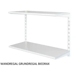 Biedrax Wandregal - Grundregal 40 x 40 x 50 cm, Farbe weiss - 2 Fachboden grau
