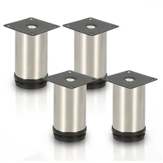 Clanmacy Möbelfuß Edelstahl Möbelfüße Tischbeine (4er Set), höhenverstellbar, Tragfähigkeit 250kg 12 cm