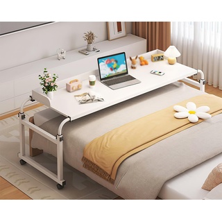 Laptoptisch Mit Rollen, Mobiler Überbett-Schreibtisch Betttisch Computertisch PC Tisch Mit Höhen- und Breitenverstellung für Schlafzimmer und Zuhause (Color : White, Size : 140x44cm)