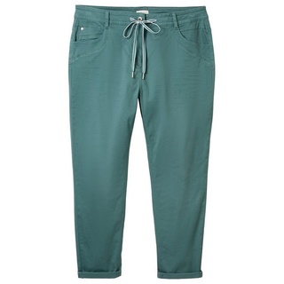 TOM TAILOR PLUS Jogger Pants im 5-Pocket-Stil mit Stretch und Bindeband grün