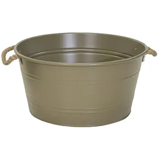 colourliving Blumentopf Pflanztopf "Beat" rund aus Metall mit Kordelgriffen, Seitliche Kordelgriffe aus Naturmaterial für einfaches Tragen grün Ø 40 cm
