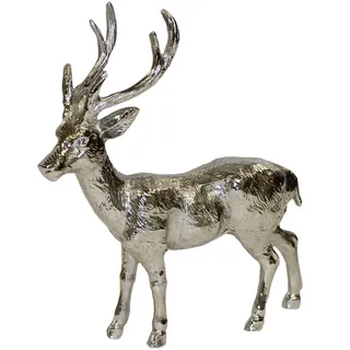 XL Hirsch aus Metall silber 33 cm breit x 35 cm hoch x 9 cm tief Wurm