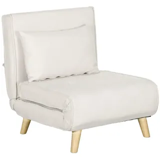 Homcom Schlafsessel mit Bettfunktion Polyester 72 x 79 x 78 cm Creme mit Kissen