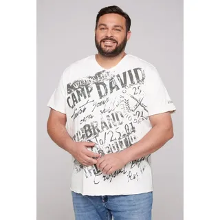 CAMP DAVID T-Shirt mit Marken-Schriftzug auf der Front weiß
