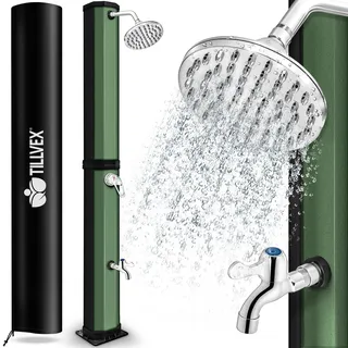 tillvex® Solardusche 35 Liter inkl. Abdeckung | Gartendusche warmes Wasser