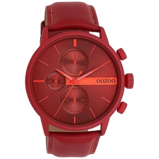 Oozoo Herrenuhr C11226 Rot-Orangerot Lederband 45 mm