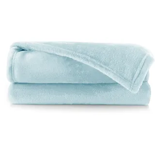DecoKing Kuscheldecke 200x220 cm hellblau Decke Microfaser Tagesdecke Mic | Fleece weich sanft kuschelig Baby Blue