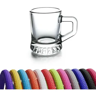 Carlso 24x Schnapsglas zum Umhängen aus Glas mit Henkel, am Band, Party JGA Shotglas (bunt, 24)