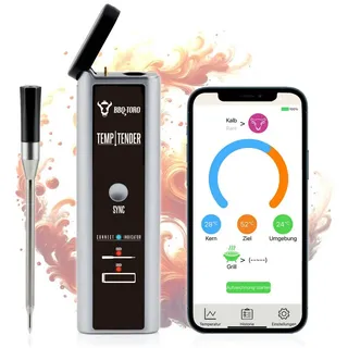 BBQ-Toro Grillthermometer kabellos Edelstahl silberfarben