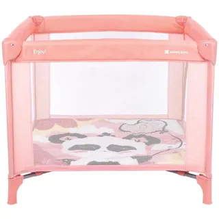 KIKKABOO Laufstall Enjoy, Reisebett klappbar, Matratze, Sichtfenster, Tragetasche pink