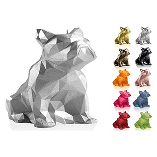 Candellana Handmade Bulldog Low-Poly Kerze Geschenk- Lustig - Dekorative Kerze - Home Décor - Geschenke für Freunde - Baumwolle Docht - Brenndauer 24h - Silber Kerze