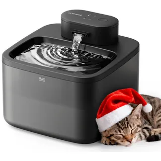 Oneisall 2.2L kabelloser Katzenbrunnen, 20dB ultraleise mit Bewegungsmelder | 4000mAh Akku 45 Tage Laufzeit, 5-stufiger Filter, USB-C Aufladung, leicht zerlegbar & reinigbar, ISCC-zertifiziertes ABS/PP