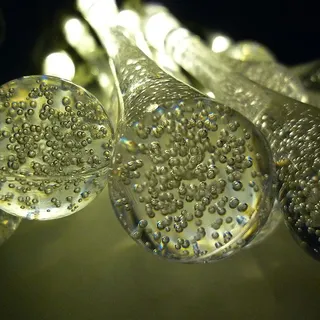 Dapo Leuchten LED Lichterkette Tropfen 15flammig Batterie  - Warmweiß Transparent