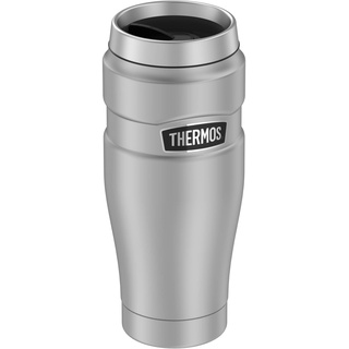 Thermos Thermobecher Stainless King, Kaffeebecher to go Edelstahl mattiert 470ml,Isolierbecher spülmaschinenfest, dicht, Coffee to Go 7 Stunden heiß, 18 Stunden kalt, BPA-Free, Edelstahl, 0,47 Liter