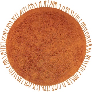 Beliani, Teppich, Teppich Baumwolle orange ⌀ 140 cm Fransen Shaggy BITLIS (Ø 140 cm)