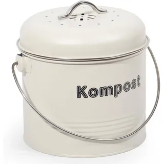 Zedelmaier Biomülleimer Biomülleimer Küche, Bio Mülleimer, Komposteimer Metall, Geruchsdicht mit Aktivkohlefiltern, Biomüll Retro 3,5L beige 3.5 l
