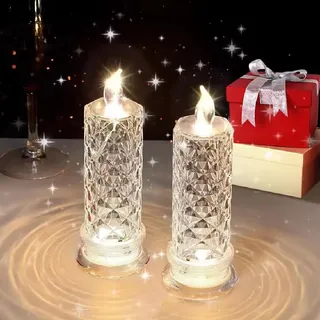 Peculiaral Flameless LED Candles, Rose Shadow Flammenlose LED Kerzen, Flammenlose Kristall-Kerzenlichter, Batteriebetrieben Flackernd Kerzen für Hochzeit, Halloween, Weihnachte Dekoration (2PCS)