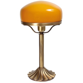 Licht-Erlebnisse Nachttischlampe TABLE LAMP, ohne Leuchtmittel, Tischlampe Pilzlampe Messing bronziert Orange E27 im Banker-Stil bunt