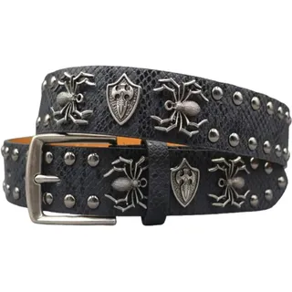 AGUTALITHIC Nietengürtel Gürtel Mit Spinne Und Rundnieten Im Punk Goth Style,Glänzendes Ledergürtel Für Damen Und Herren Gothic Kleidung Zubehör(105cm/41, Black)