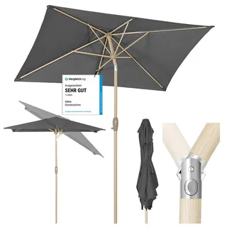 Sekey Sonnenschhirm Marktschirm Gartenschirm Terrassenschirm Sonnenschutz UV 50+ Rechteckig, 210 x 140cm, Grau, neigbar