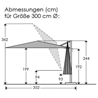 Schneider Schirme Ampelschirm Rhodos Junior ø 300 cm Polyester Grau Anthrazit