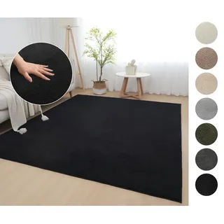 OTTO home Teppich Cali, in Standard- und Premium-Qualität, 13 mm oder 16 mm Höhe, rechteckig, Uni-Farben, kuschelig, & weich, waschbar, Wohnzimmer, Schlafzimmer schwarz 180 cm x 230 cm