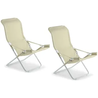 Stuhl Liegestühle Fiam Fiesta Rahmen Stahl Weiß Mit Badetuch Jute 127BSJUT X 2
