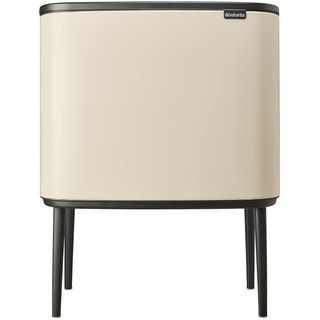 Brabantia - Bo Touch Bin 23+11L - Großer Mülleimer für die Küche - Soft-Touch-Öffnung - Doppelter Mülleimer mit Entnehmbarem Inneneimern - Inklusive Müllbeutel - Soft Beige - 54 x 31 x 68 cm