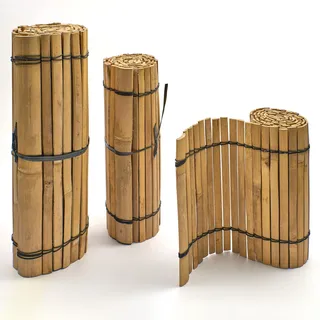 Flexible filigrane helle Beetumrandung aus Bambusleisten, Rasenkante, Einfassung für Beete und Mörtelkübel, L: 200 cm (Höhe 50 cm, 1)