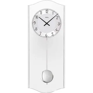 AMS Wanduhr Pendeluhr modern Aluminium-Zifferring - AMS Modell: 7478 grau
