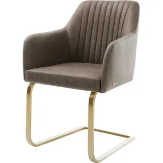 DeLife Schwingstuhl Greg-Flex Freischwinger flach Gold Taupe Vintage - Taupe, Beige