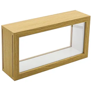POFET Acryl-Displayrahmen, 3D Bilderrahmen, Tiefer Rahmen zum Befüllen Objektrahmen Bilderrahmen Quadratisch für Objekte Blumen Fotos Kunstwerke Erinnerungen Hochzeit (Holzfarbe)