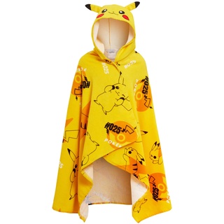 Pikachu-Kapuzenhandtuch, 100% Baumwolle, für Kinder, 3D-Ohren, Dress Up Pikachu, Poncho, Strandbadetuch, Schwimmwickel