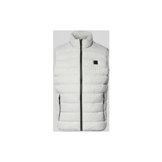 Regular Fit Steppweste mit Logo-Patch, Hellgrau, L