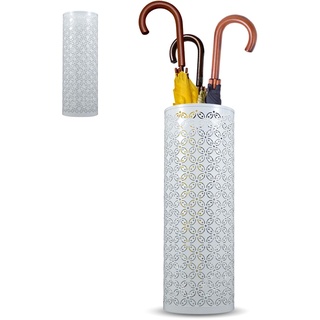 KTCINA Regenschirmständer aus Eisen Regenschirmhalter Design Modern Schirmständer Regenschirm Rund Rostfreier Abnehmbarer Schirmständer für Skistöcken Gehstöcke Home Office Hotel (Weiß)