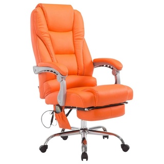 TPFLiving Bürostuhl Pacira mit Massagefunktion - höhenverstellbar und 360° drehbar (Schreibtischstuhl, Drehstuhl, Chefsessel, Bürostuhl XXL), Gestell: Metall chrom - Sitzfläche: Kunstleder orange orange