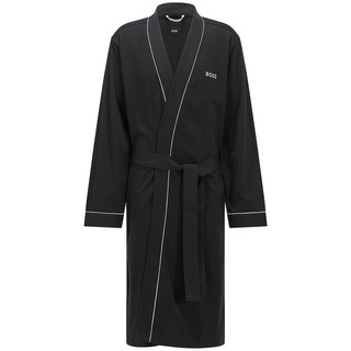 BOSS Herrenbademantel Kimono BM, Baumwolle, Taillengürtel, Morgenmantel aus Baumwolle schwarz XL