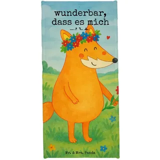 Mr. & Mrs. Panda Handtuch Fuchs Blumen Design, Handtuch, Weiß, Ich, Strandlaken, Boho, sporthan, Kunstfaser (Packung), Freude Badelaken Freundinnen weiß