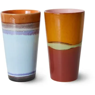 HKliving - 70's Latte Macchiato Becher, 300 ml, clash (2er-Set)