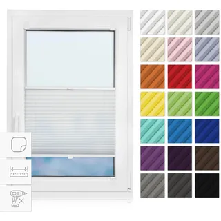 Estika Plissee zum Kleben 70 cm x 200 cm - Weiß - Plissee ohne Bohren, selbstklebendes Rollo für Fenster, Jalousie für innen, Fensterplissee