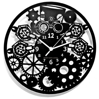 Instant Karma Clocks | Steampunk ➤ Wanduhr für Wohnzimmer, Küche, Schlafzimmer, Büro | Uhrräder | Mechanische Skelettuhr | Noiseless Leise Ohne Tickgeräusche | Industriedekor Für Wohnzimmer
