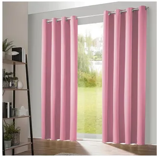 heimtexland ® 1 Paar Thermo- Verdunklungsgardinen Ösenschal Vorhänge Verdunkelnd Isolierend Blickdicht Verdunkelungsvorhänge Rosa HxB 260x135 Typ139
